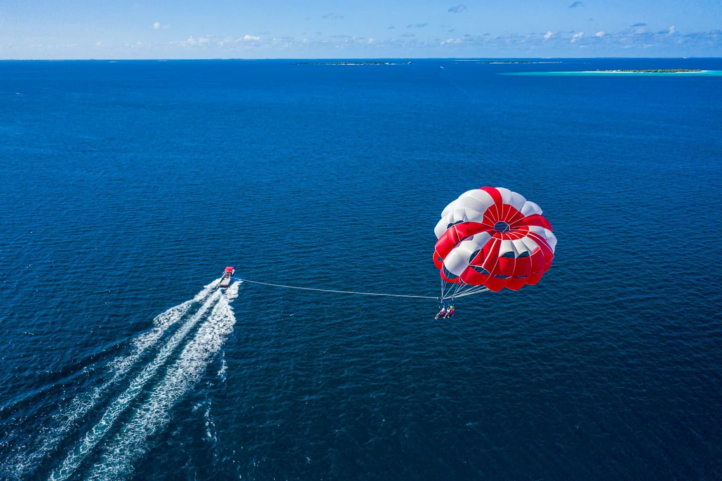 Parasailing in the ocean