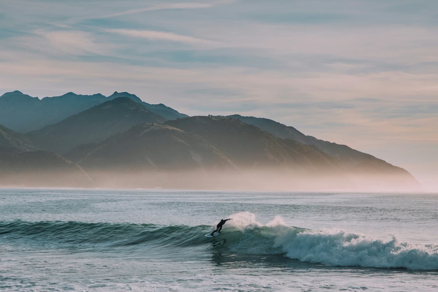 Surfing in the ocean